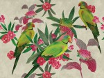 Tapeta Panel Mural The Wall 38254-1 Kwiaty Ptaki Papugi