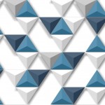 Tapeta HEXAGONE L57501 przestrzenne trójkąty 3D biało szaro niebieskie