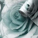 tapeta-kwiaty-roze-z-brokatem-efekt-3d-turkusowa-gama-kolory